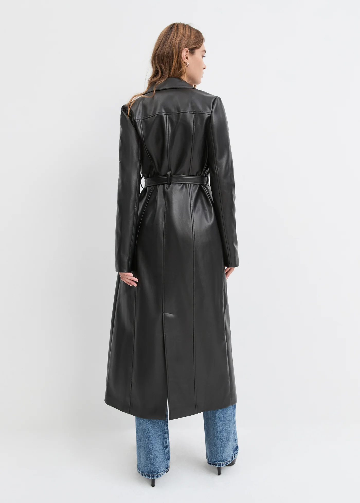 VEGAN LEATHER BELTED COAT - Image 6