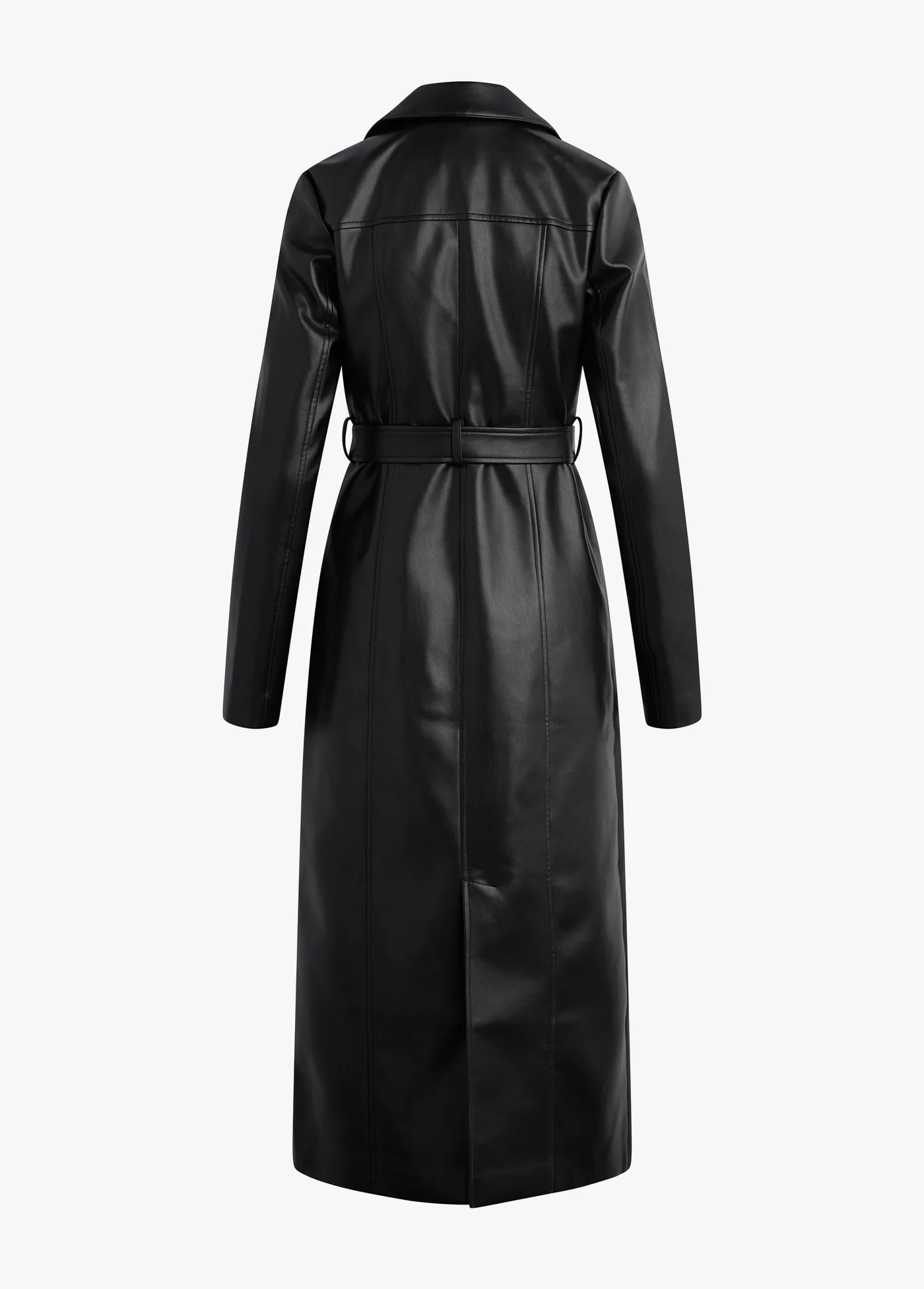 VEGAN LEATHER BELTED COAT - Image 8